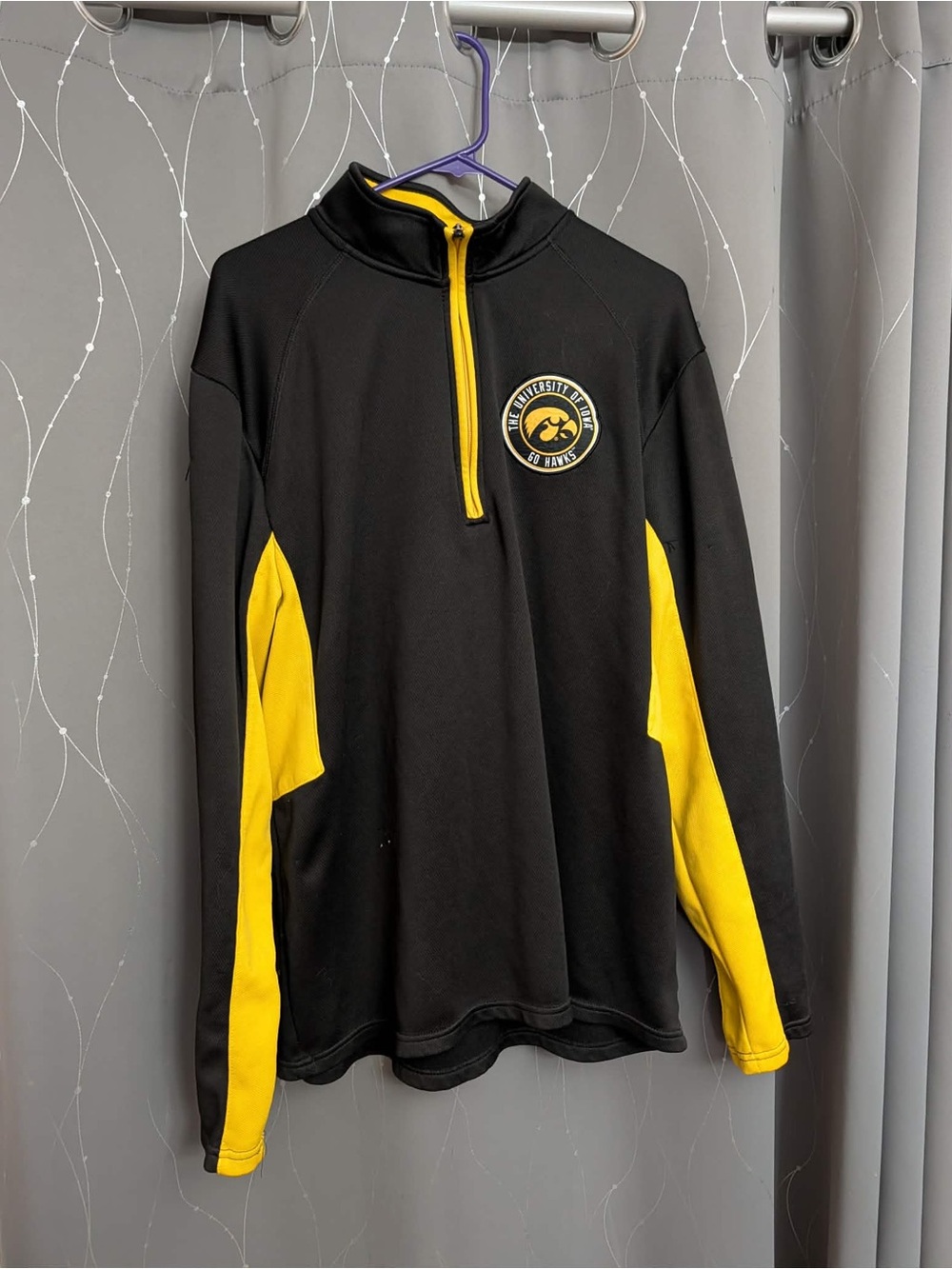 Iowa Hawkeye Quarter-Zip Pullover with Logo Patch
